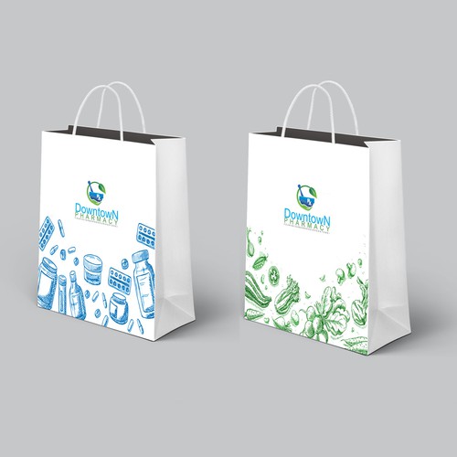 Custom printed white paper shopping bags with rope handles