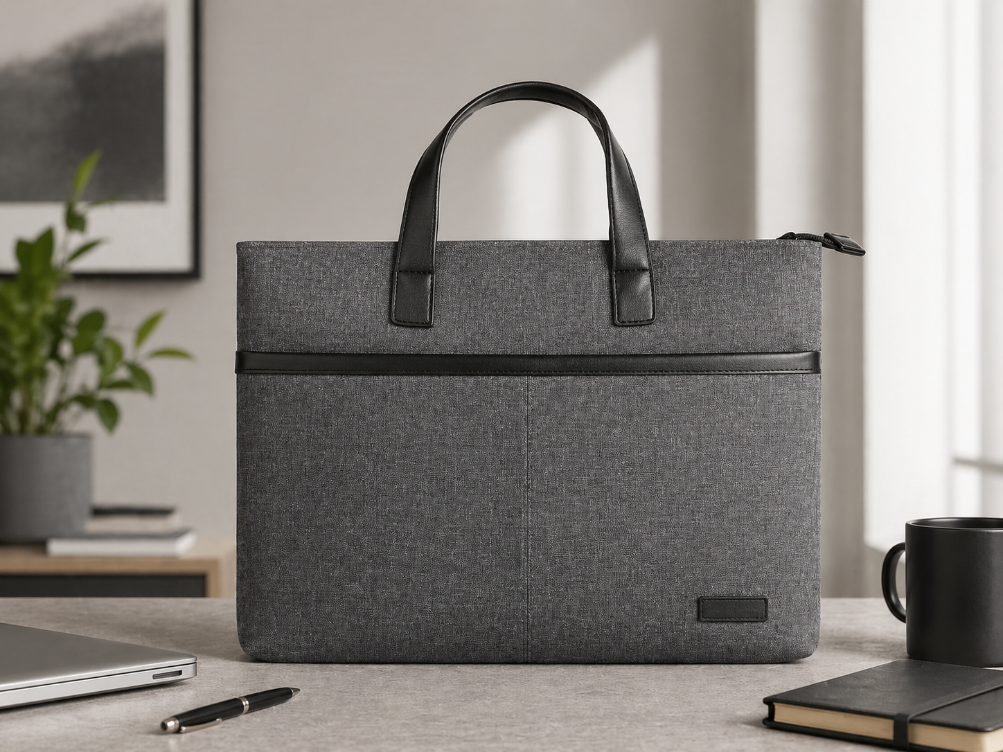 Grey executive briefcase bag