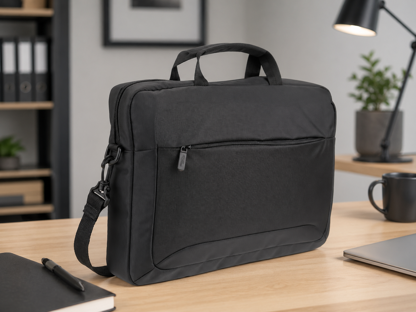 Black canvas laptop briefcase