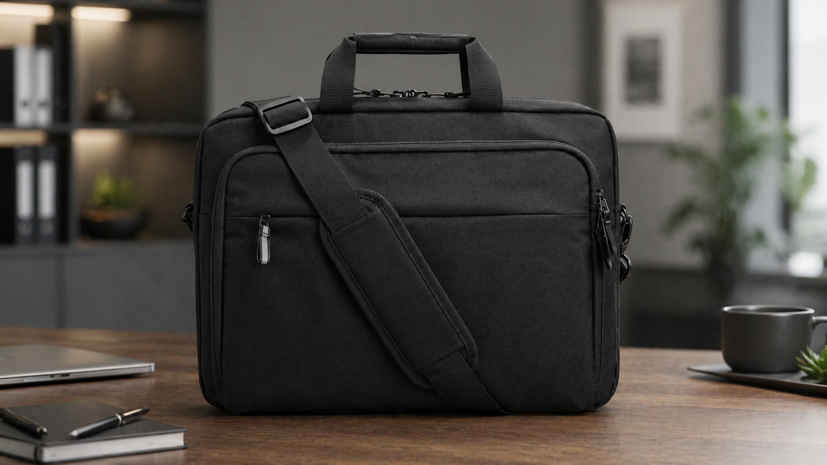 Black padded laptop briefcase