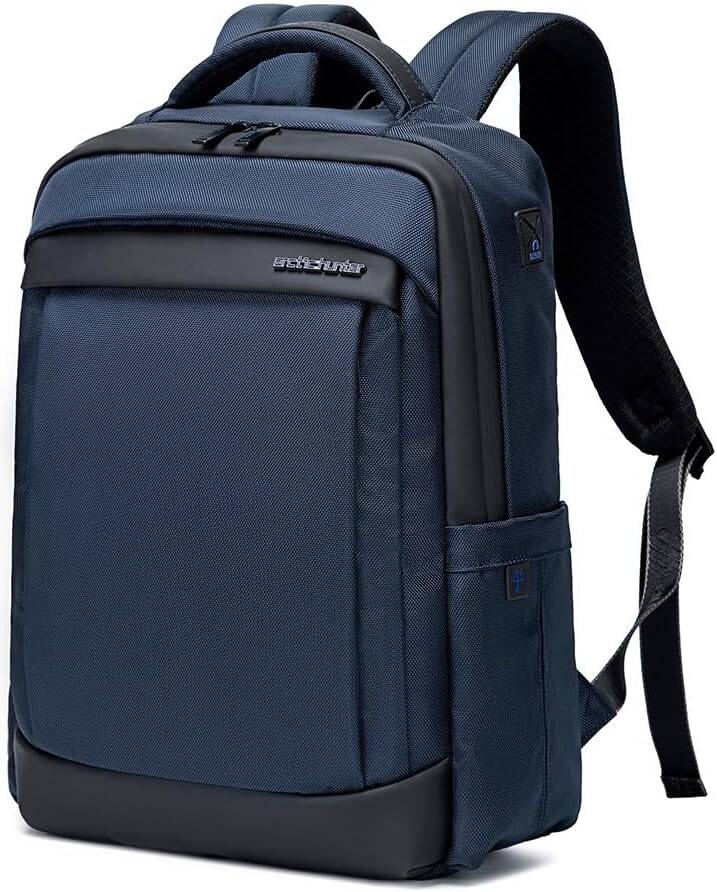 Navy blue corporate branded backpack