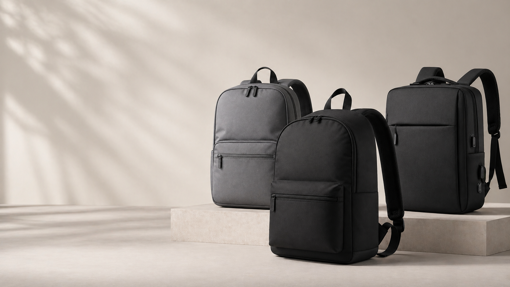 Modern black and grey corporate backpacks Modern black and grey corporate backpacks