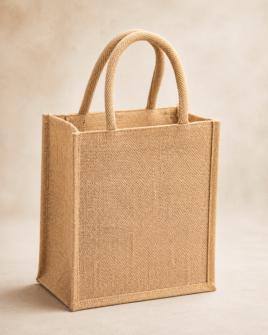 Eco-friendly natural jute tote bags in multiple sizes