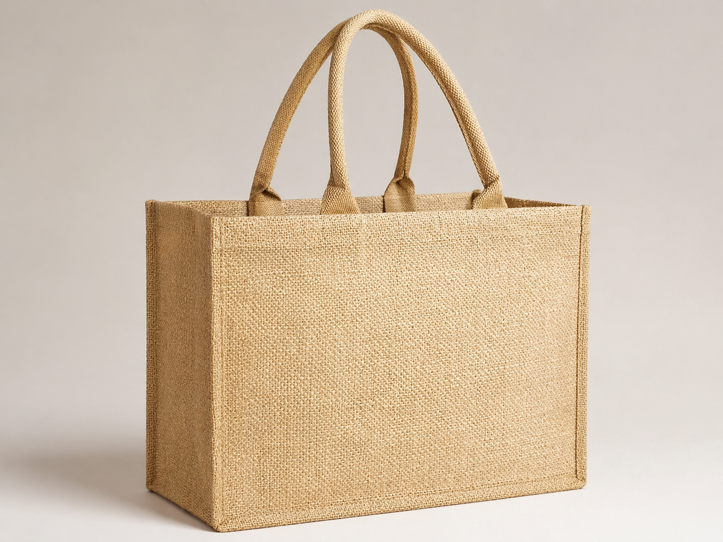 Large natural jute shopper bag with reinforced handles