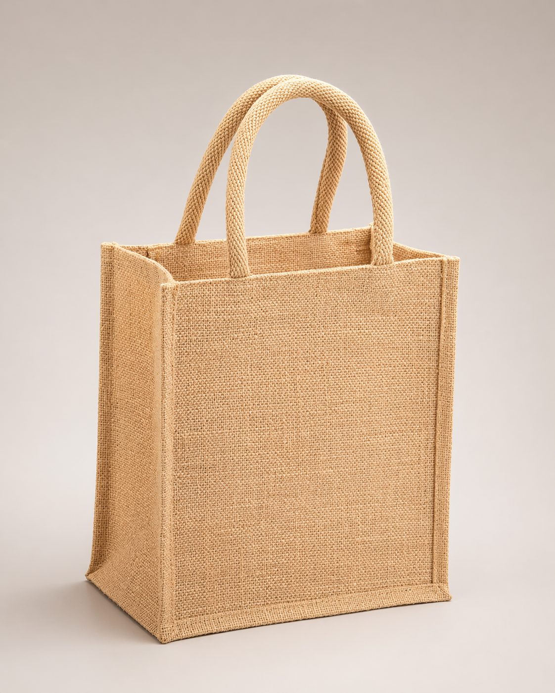 Standard natural jute tote bag with rope handles
